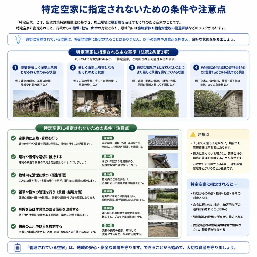 特定空家の指定を防ぐための条件