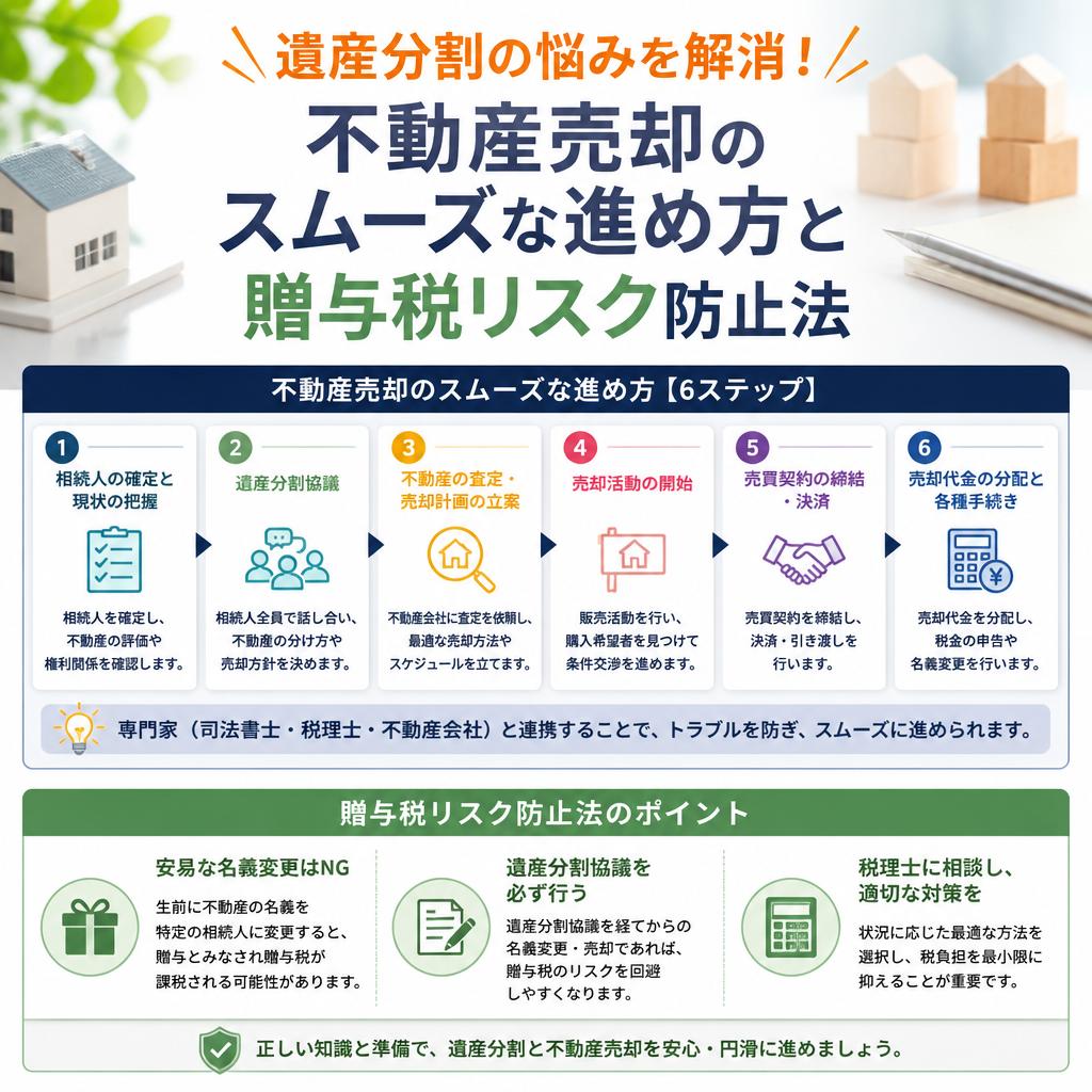 遺産分割の悩みを解消！不動産売却のスムーズな進め方と贈与税リスク防止法