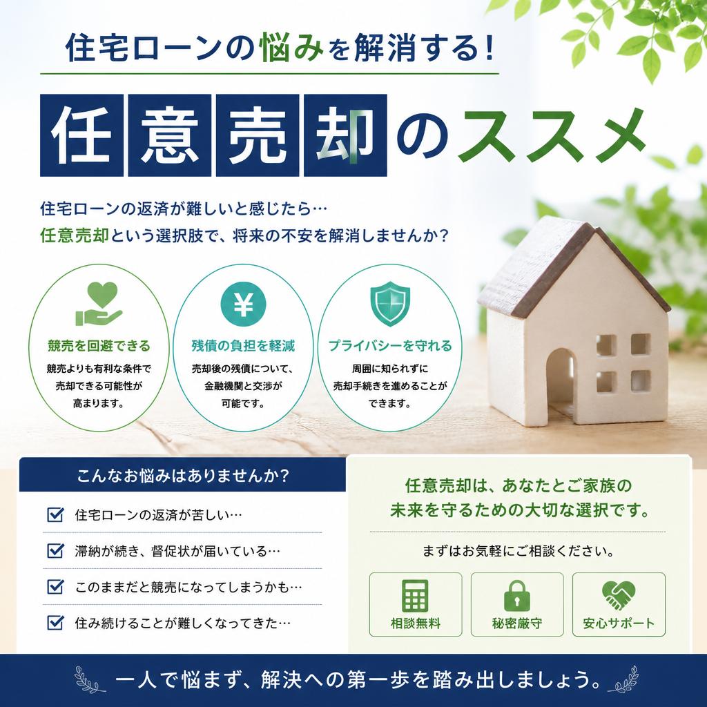 住宅ローンの悩みを解消する！任意売却のススメ