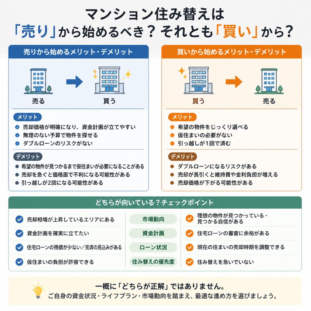 マンション住み替えは「売り」から始めるべき？それとも「買い」から？