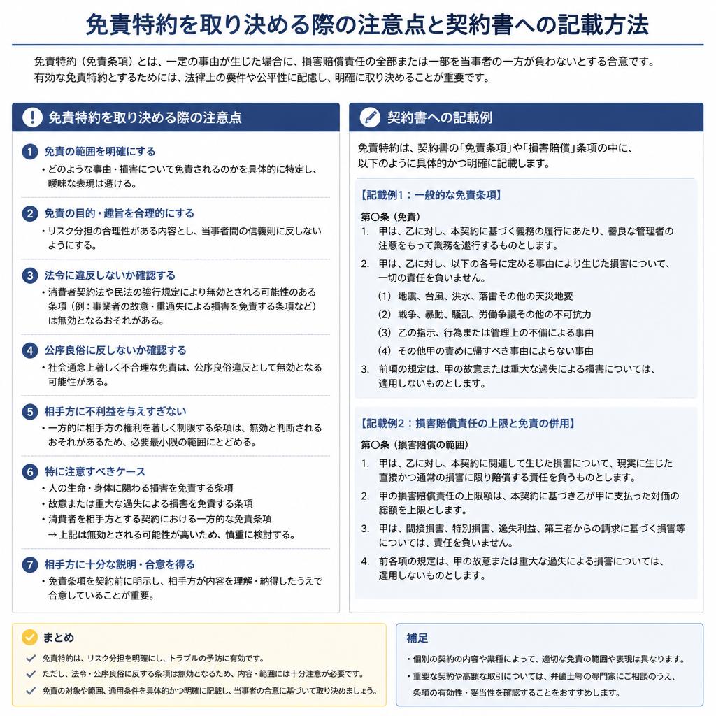 免責特約取り決めの注意点