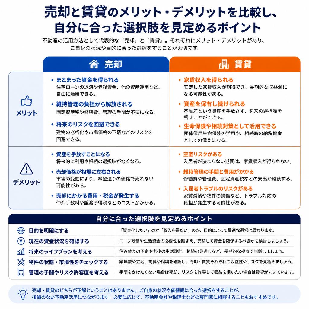 売却と賃貸、どちらが自分に合っている？