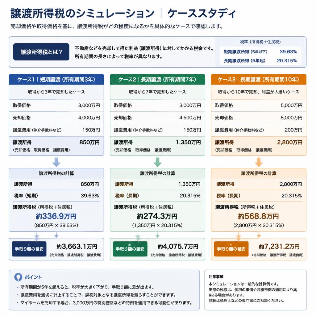 実際の事例から学ぶ!譲渡所得税シミュレーション