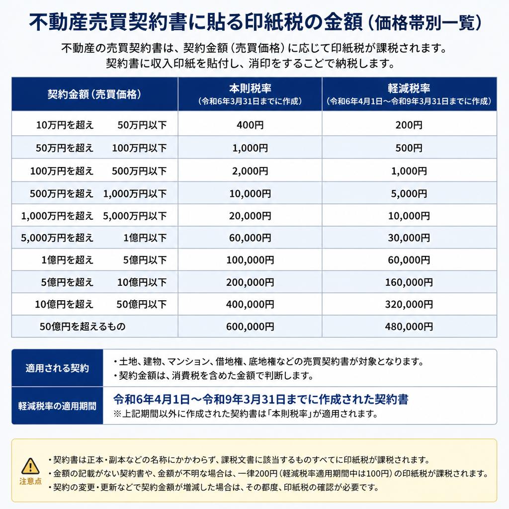 不動産売買契約書にかかる印紙税の金額