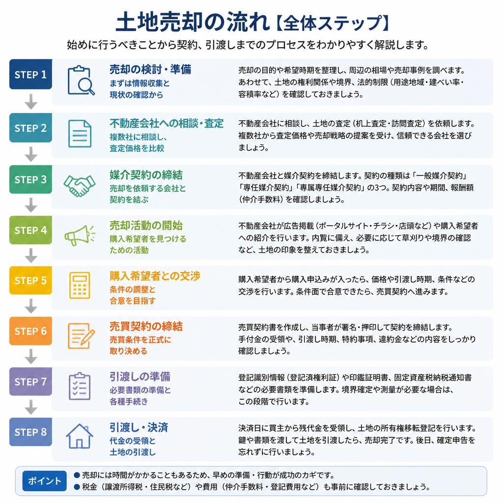 2. 土地売却の流れ：ステップバイステップガイド