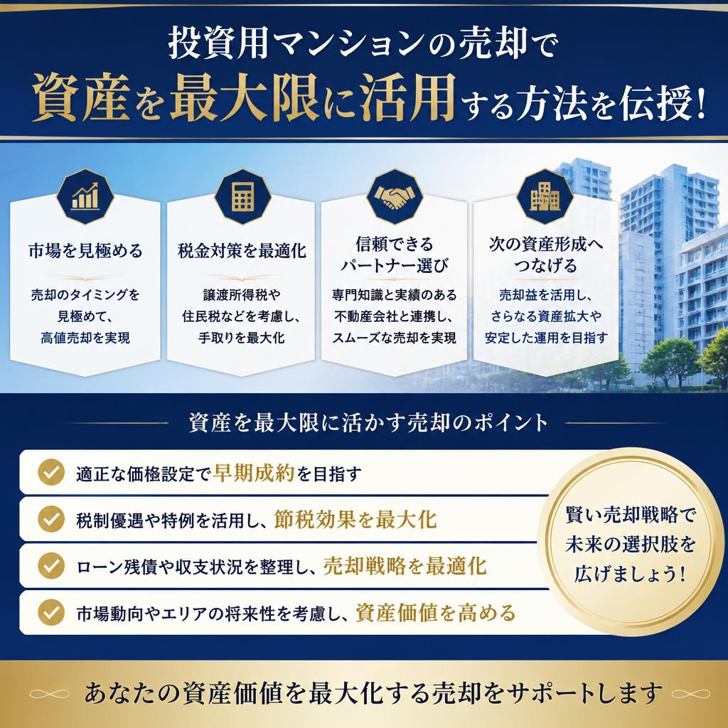 投資用マンションの売却で資産を最大限に活用する方法を伝授！