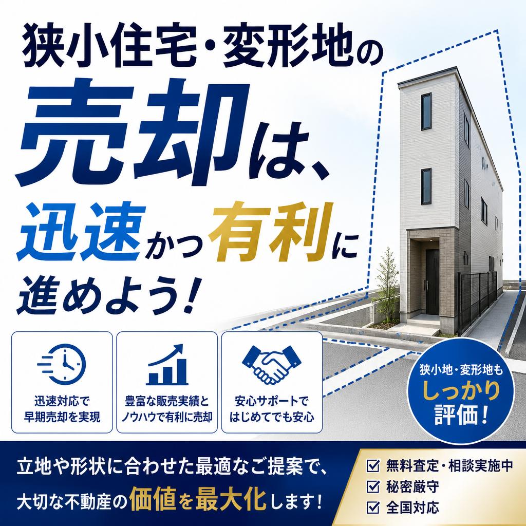 狭小住宅・変形地の売却は、迅速かつ有利に進めよう！
