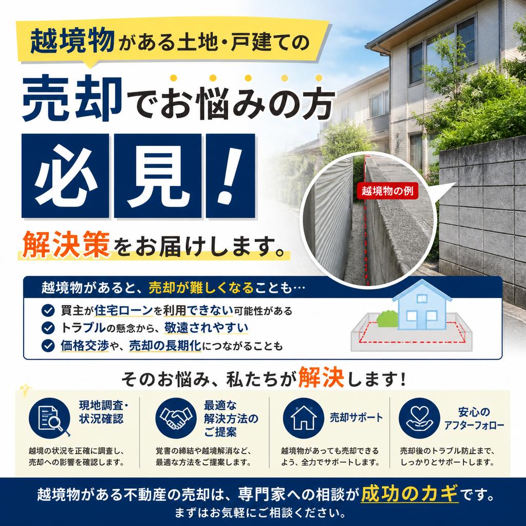 越境物がある土地・戸建ての売却でお悩みの方必見！解決策をお届けします。