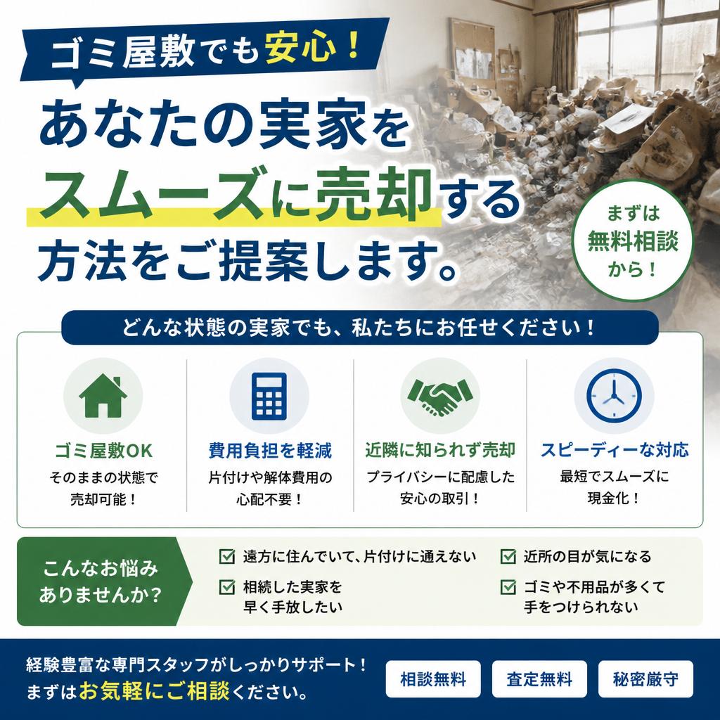 ゴミ屋敷でも安心！あなたの実家をスムーズに売却する方法をご提案します。