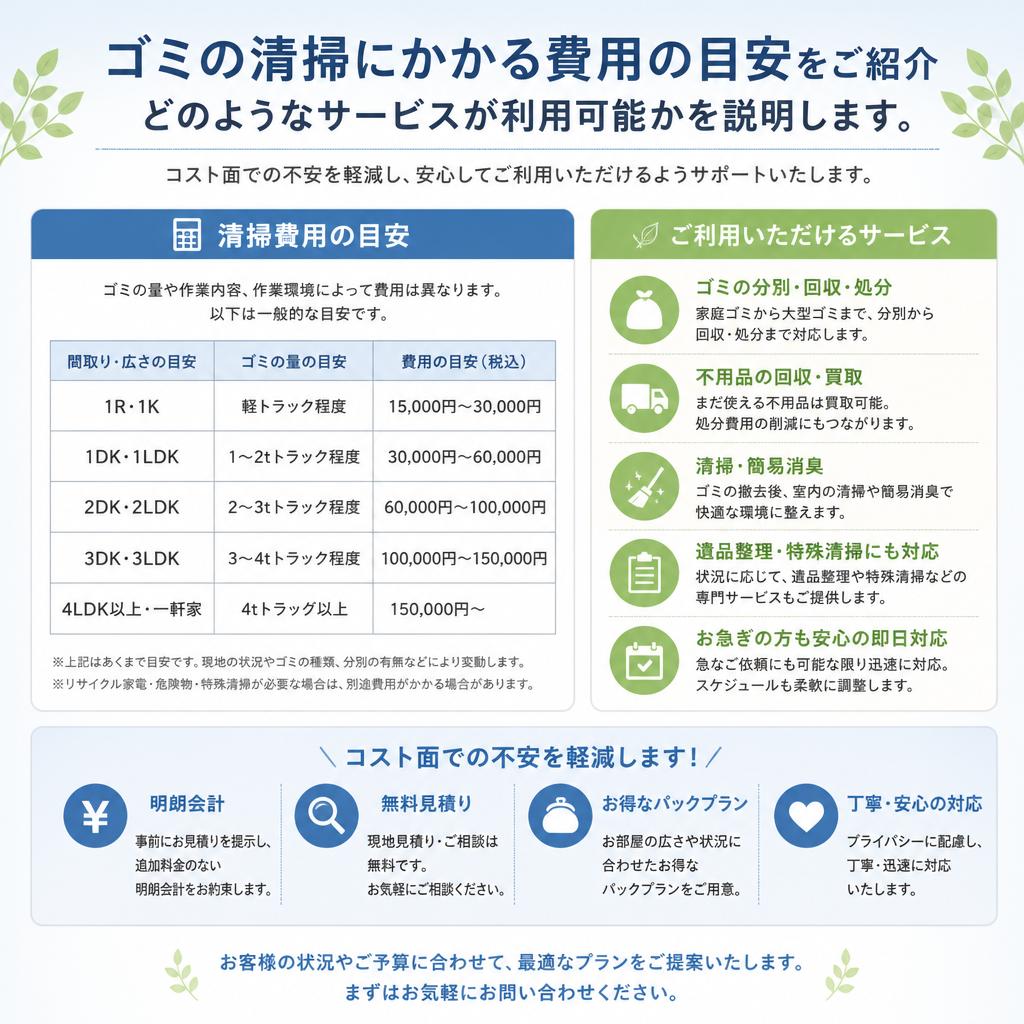 清掃費用はどのくらいかかる？