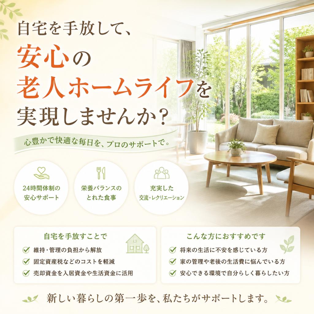 自宅を手放して、安心の老人ホームライフを実現しませんか？