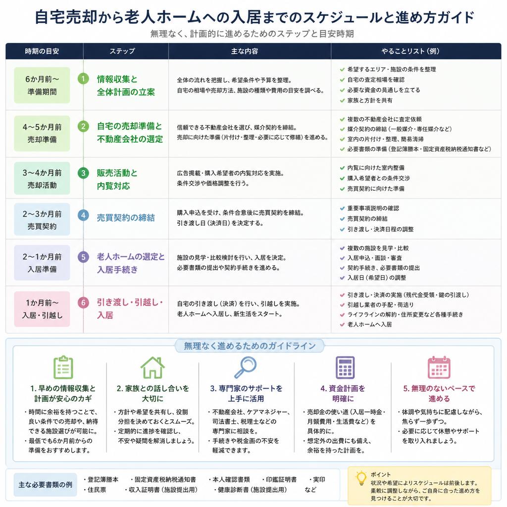 自宅売却から入居までのスケジュール