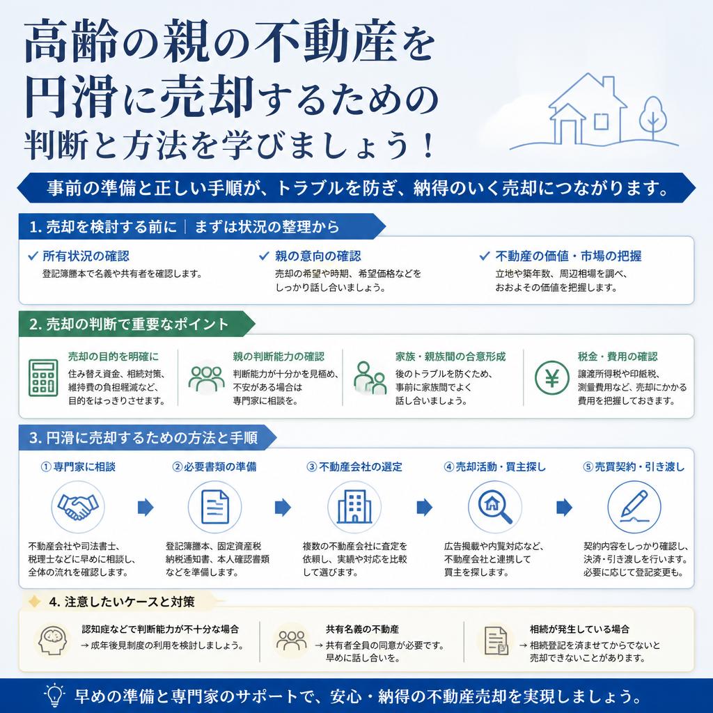 高齢の親の不動産を円滑に売却するための判断と方法を学びましょう！