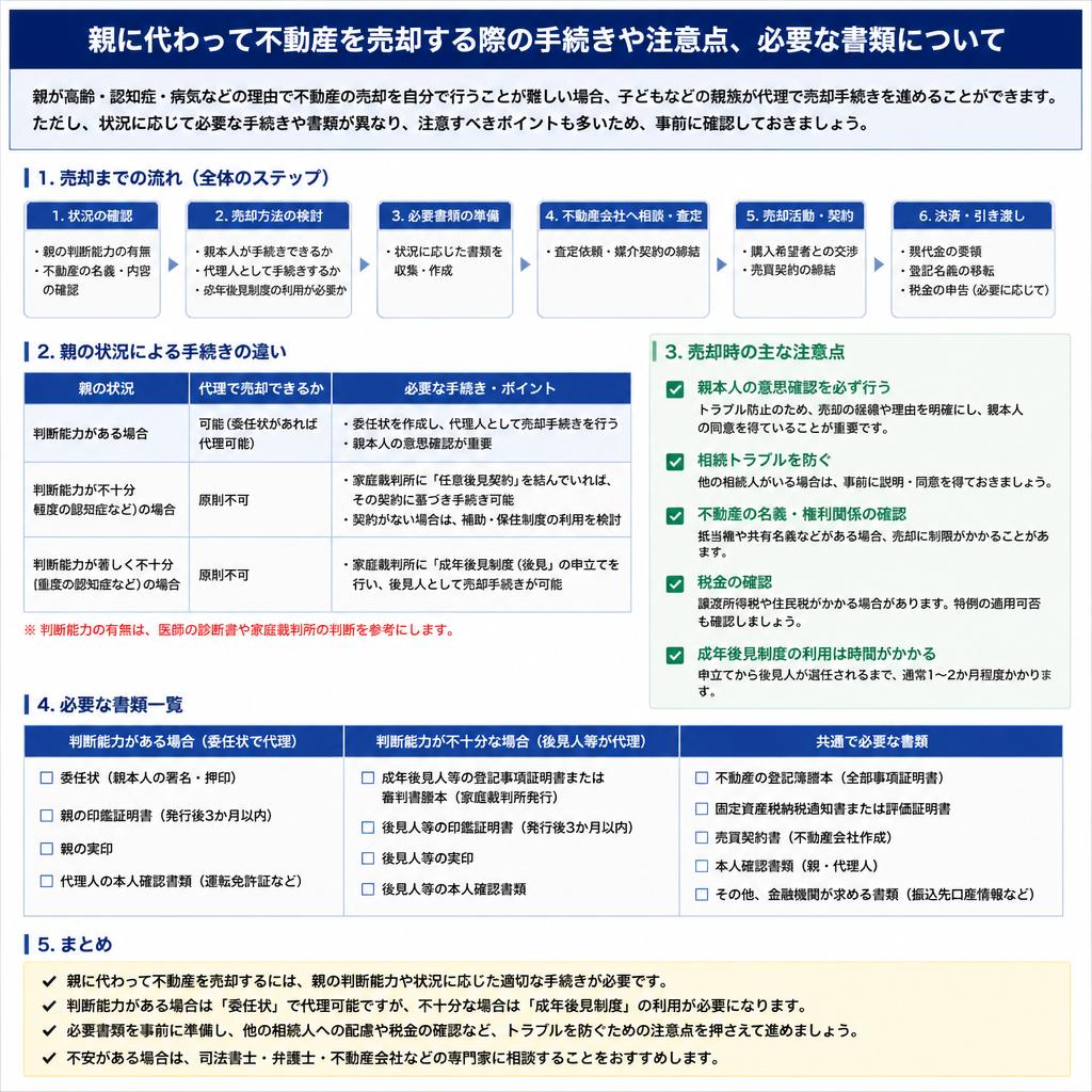 不動産を代わりに売却する際のポイント