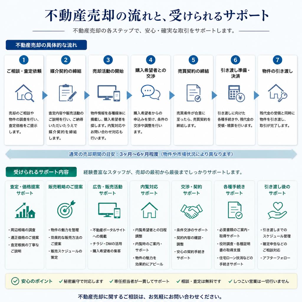 売却までのステップと必要なサポート