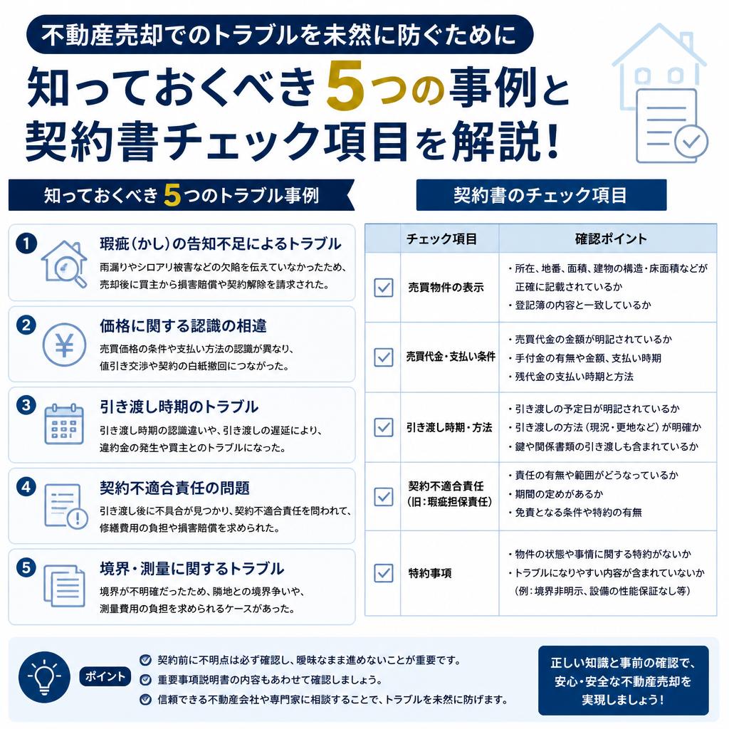 不動産売却でのトラブルを未然に防ぐために、知っておくべき5つの事例と契約書チェック項目を解説！