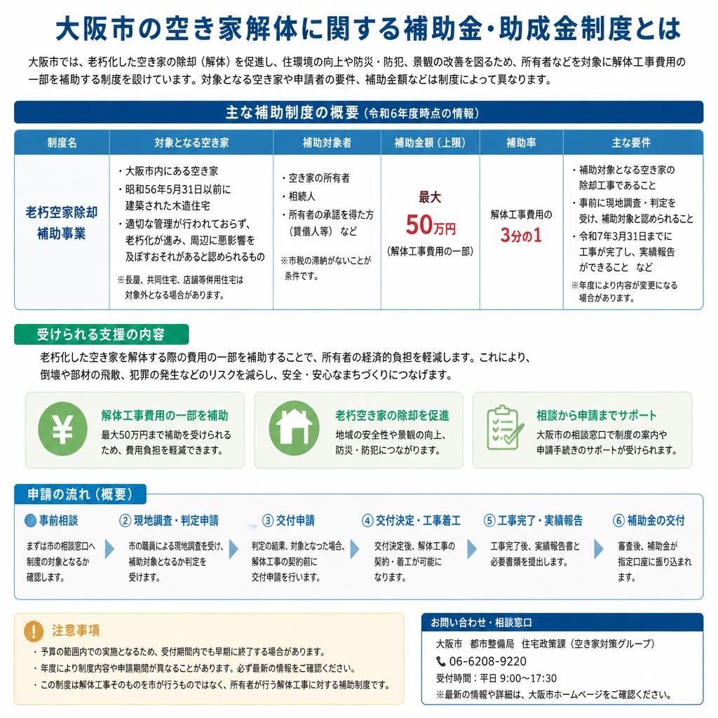 解体に関する補助金・助成金制度の概要