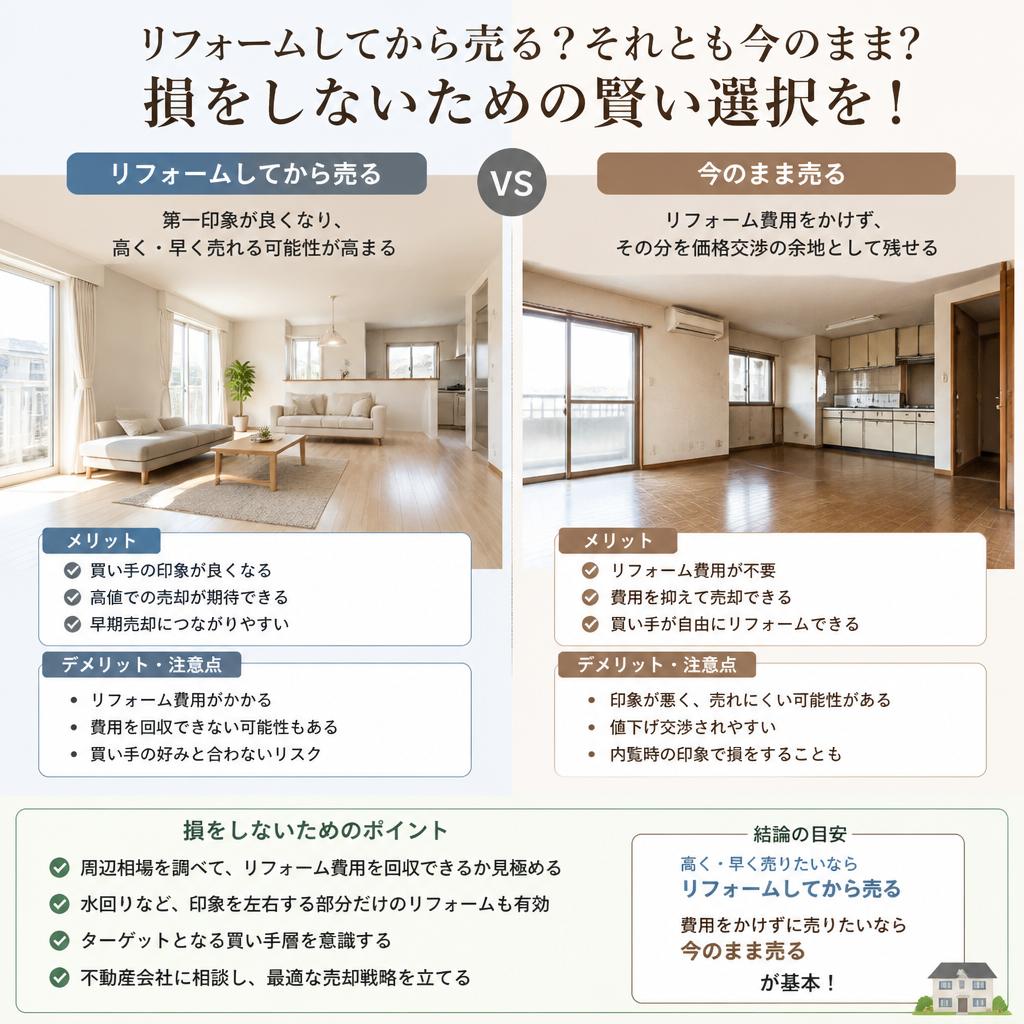リフォームしてから売る？それとも今のまま？損をしないための賢い選択を！