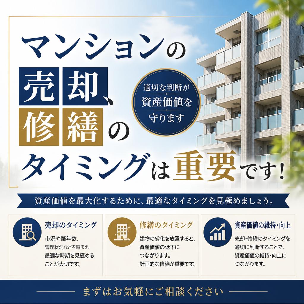 マンションの売却、修繕のタイミングは重要です！