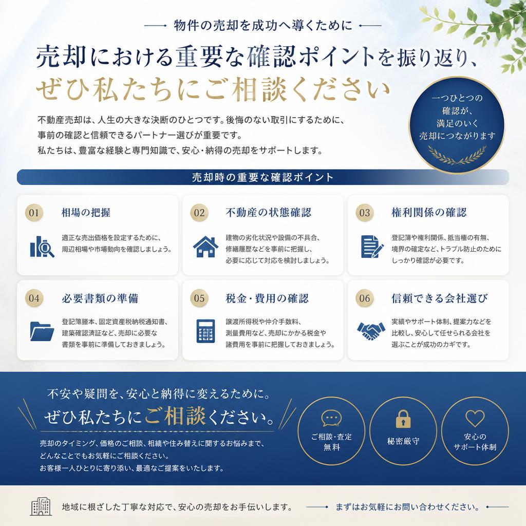 安心して売却するためのまとめとお問い合せ