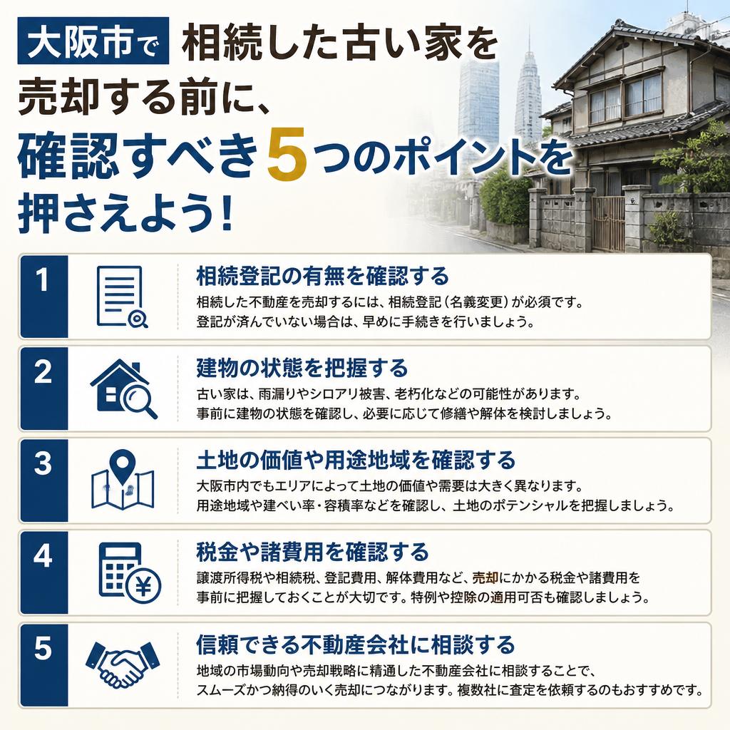 大阪市で相続した古い家を売却する前に、確認すべき5つのポイントを押さえよう！