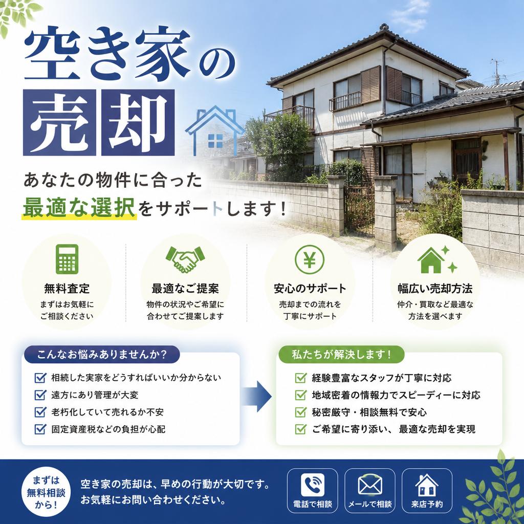 空き家の売却、あなたの物件に合った最適な選択をサポートします！