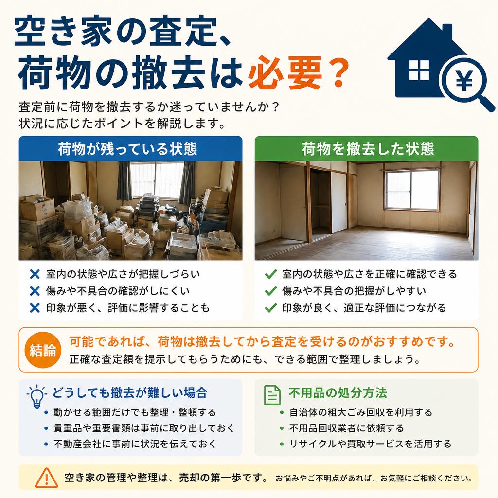 空き家の査定、荷物の撤去は必要？
