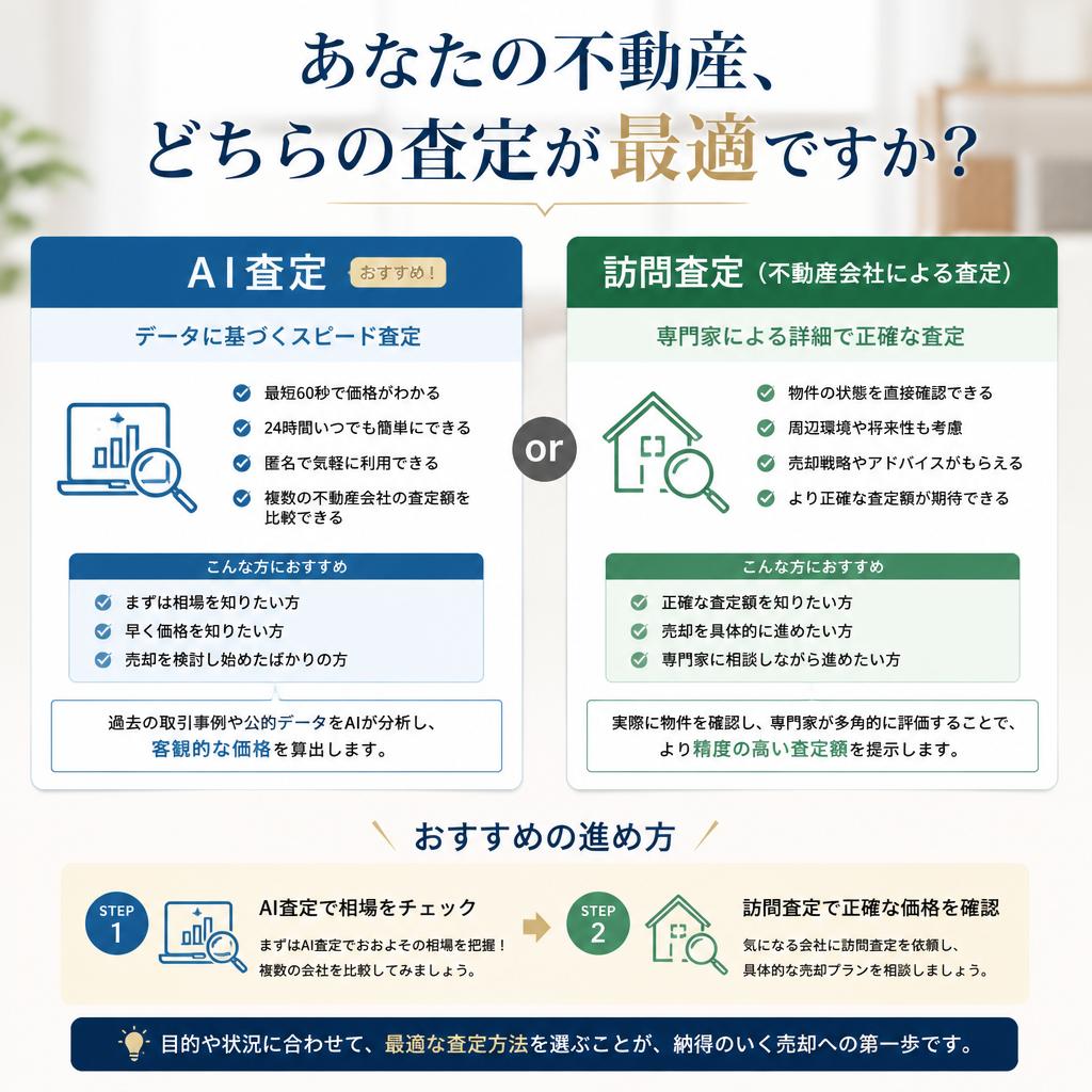 あなたの不動産、どちらの査定が最適ですか？