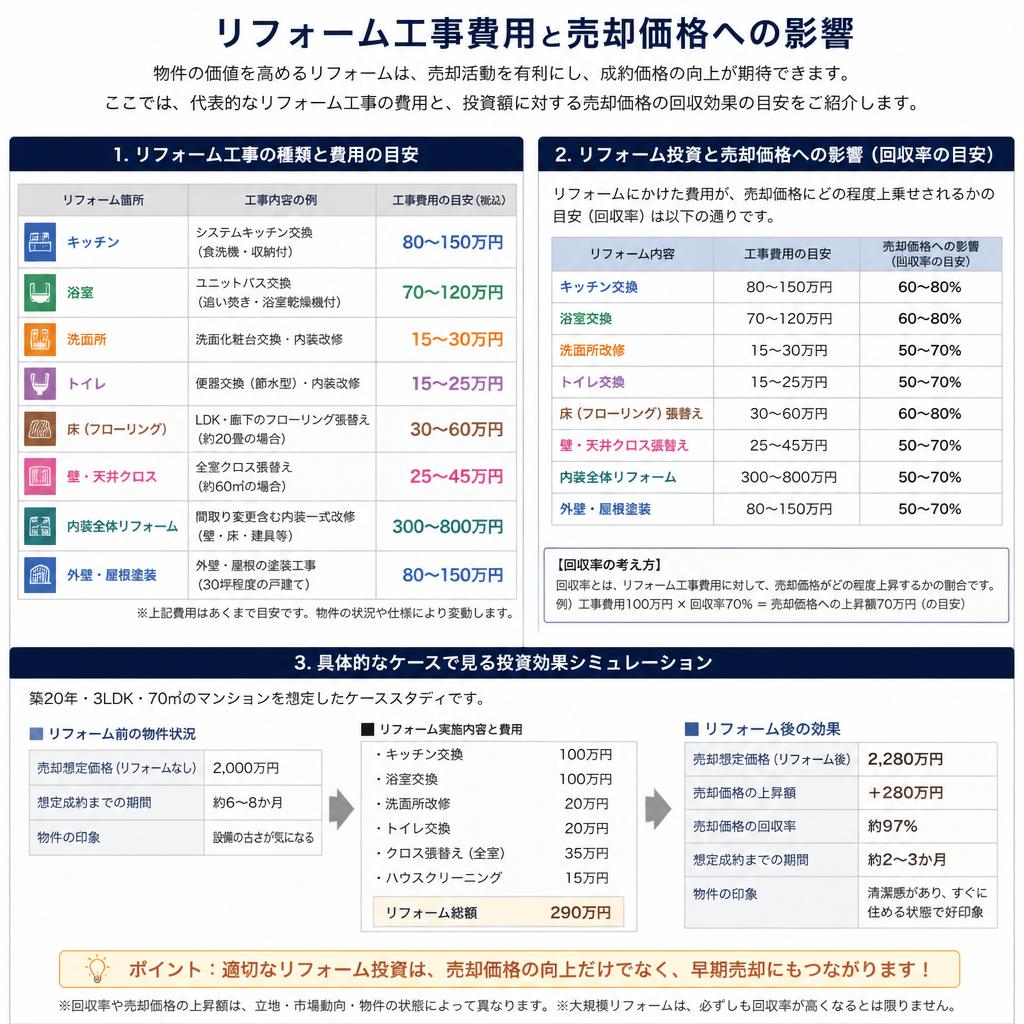 工事費用の明細とそれに伴う売却効果