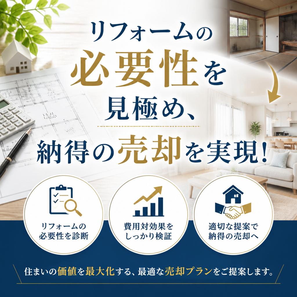リフォームの必要性を見極め、納得の売却を実現！