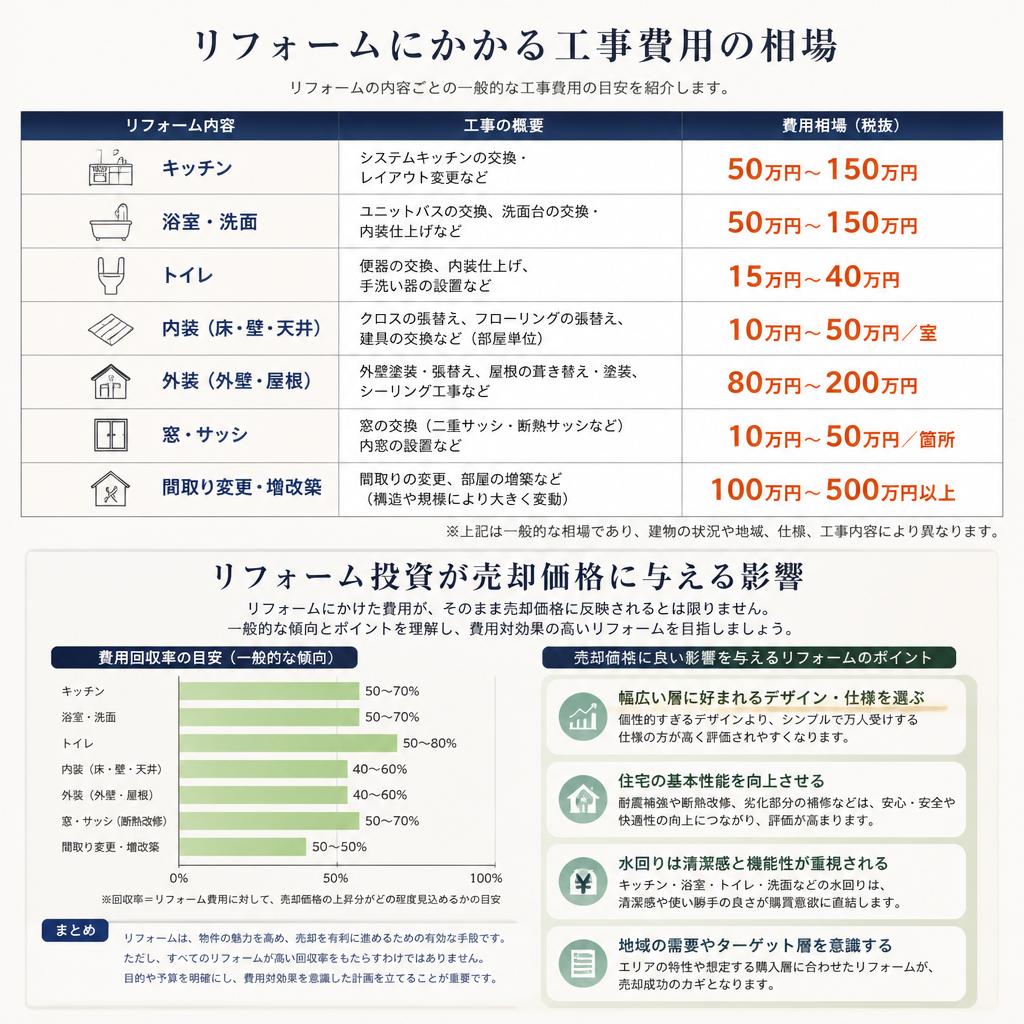 リフォームの工事費はどれくらい？