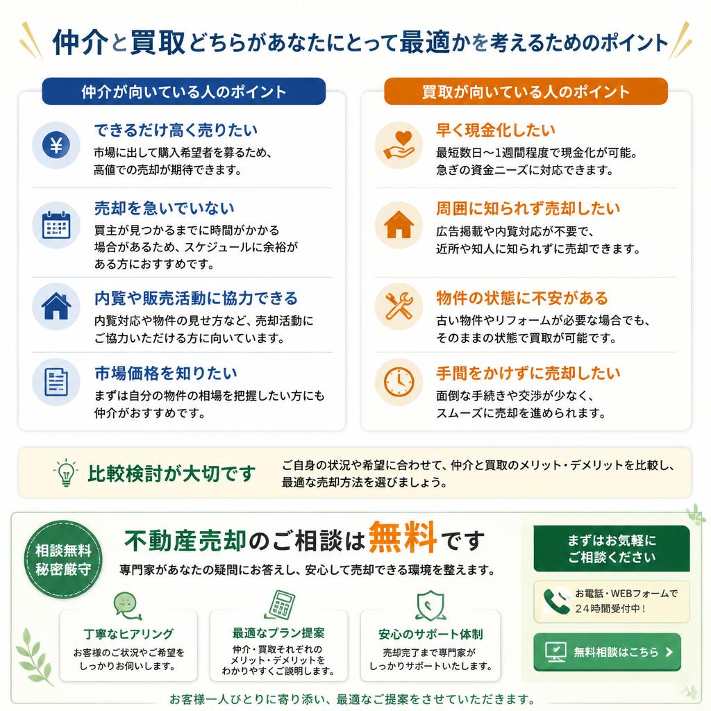 あなたに最適な選択は？無料相談のご案内