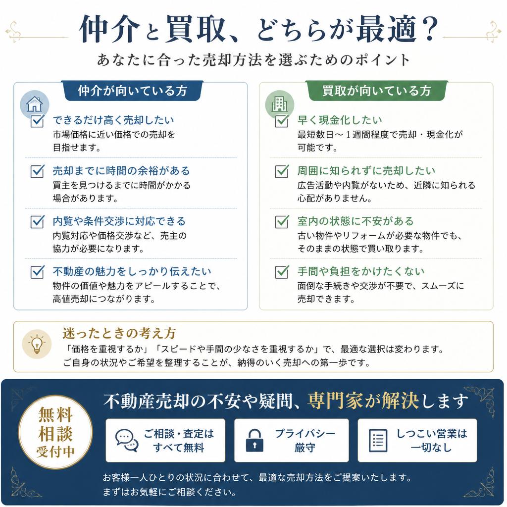 あなたに最適な選択は？無料相談のご案内