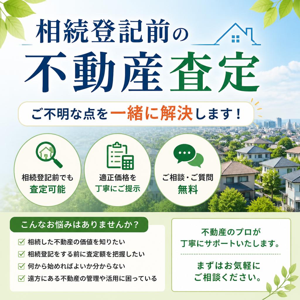 相続登記前の不動産査定、ご不明な点を一緒に解決します！
